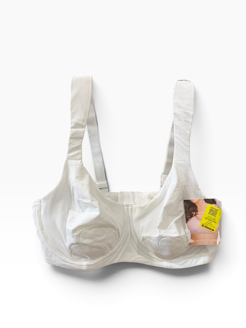 Comfort Choice Petal Boost Bra 42B White Wireless Full Coverage Support NWT